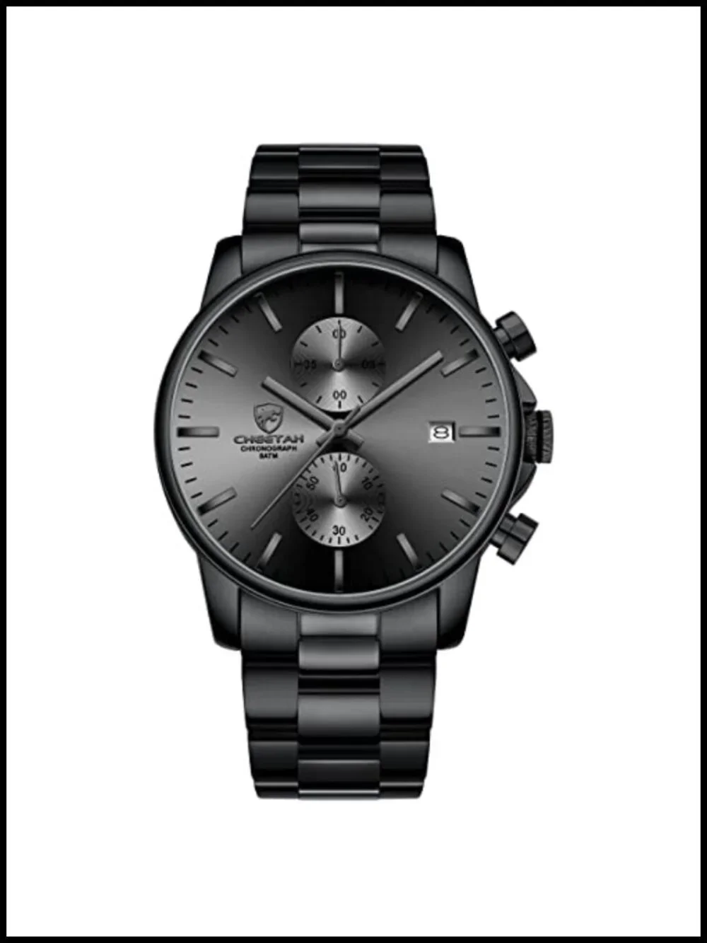 Mens Stainless Steel Chronograph Quartz Watch Waterproof Business Auto Date